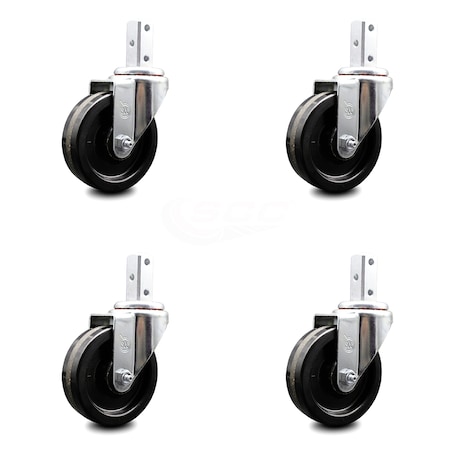 4 Inch Phenolic Wheel Swivel 7/8 Inch Square Stem Caster Set